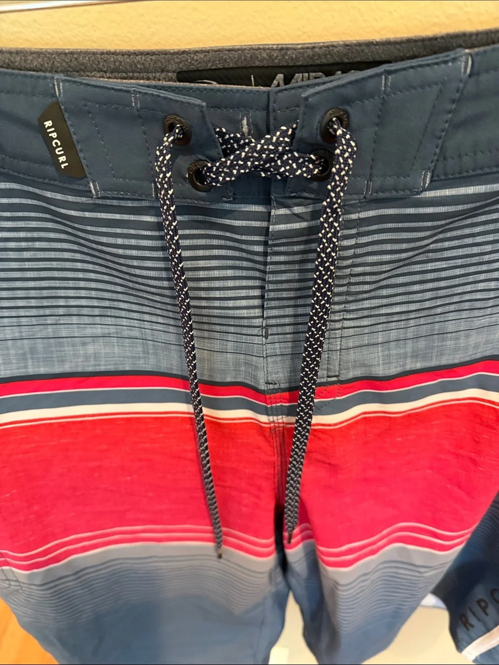 Rip Curl Men’s Navy, Red & Gray Striped Boardshorts